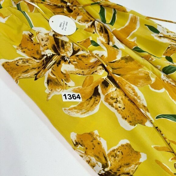 Luxxel Maxi Dress Women Small Yellow Floral Ruffle New Slit Open Back beachy - Picture 13 of 13